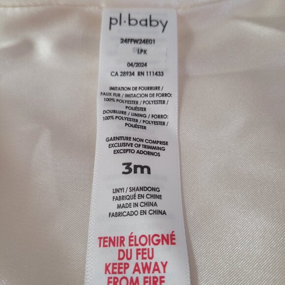 Pl Baby Collection Snap Enclosure Hooded Faux Fur Vest Size 3m Cream NEW - Picture 8 of 11